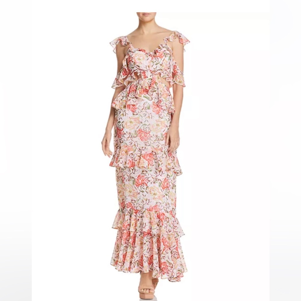 Wayf Milan Floral Ruffle Maxi Dress